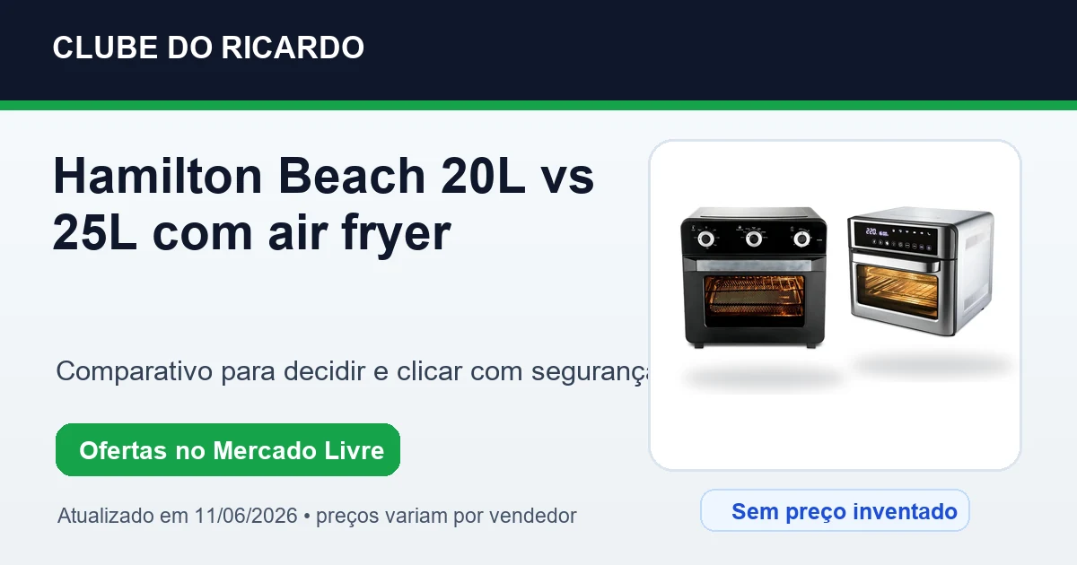 Hamilton Beach 20L vs 25L com air fryer